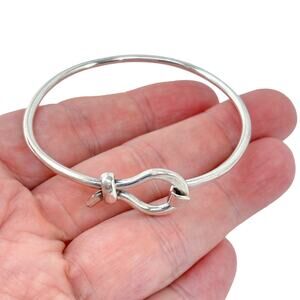 Vintage Hook And Loop Bangle Bracelet | Sterling Silver 925 | 6.75"